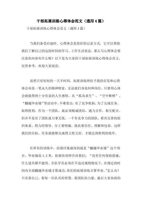 干部拓展训练心得体会范文(通用4篇)