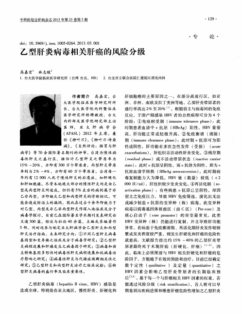 乙型肝炎病毒相关肝癌的风险分级