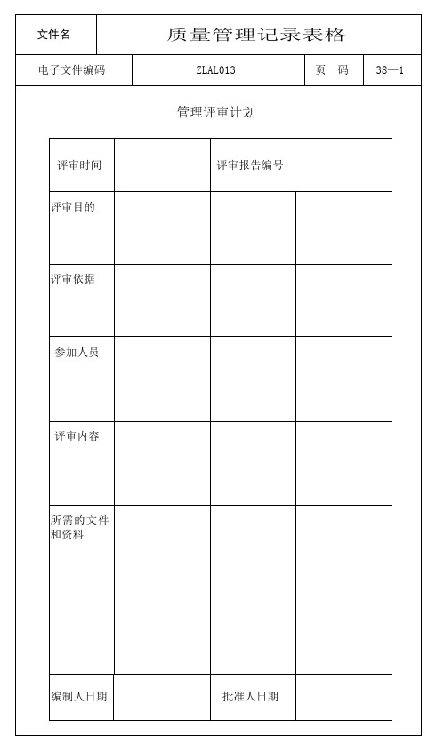 ISO9000质量管理记录表格(全套)(DOC47页)