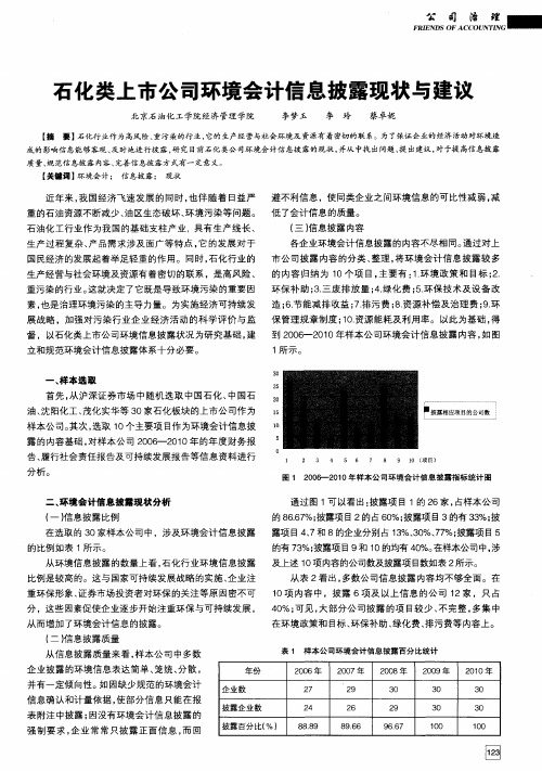 石化类上市公司环境会计信息披露现状与建议