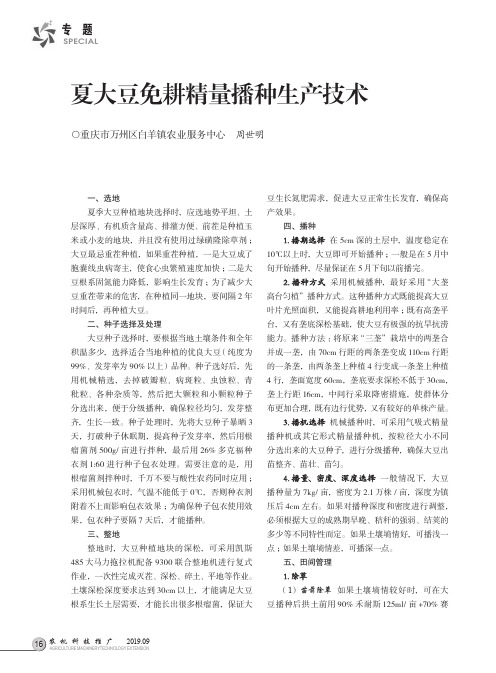 夏大豆免耕精量播种生产技术