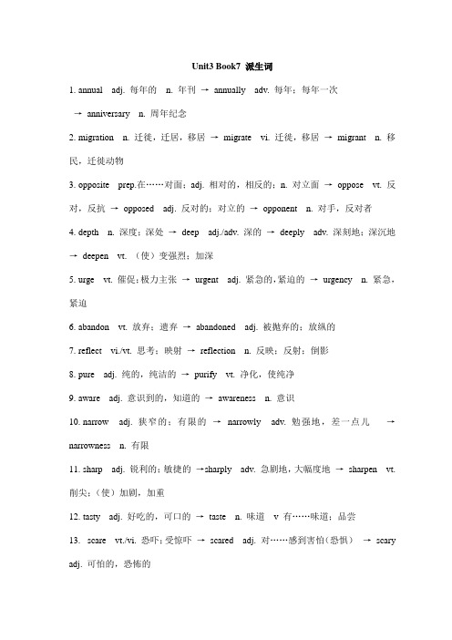 book7unit3 派生词