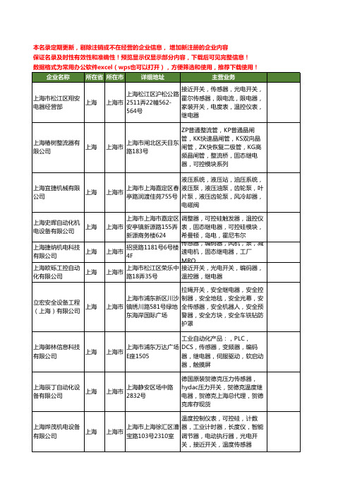 新版上海市继电器工商企业公司商家名录名单联系方式大全20家