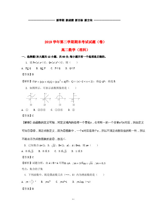 高二数学下学期期末考试试题 理(含解析)