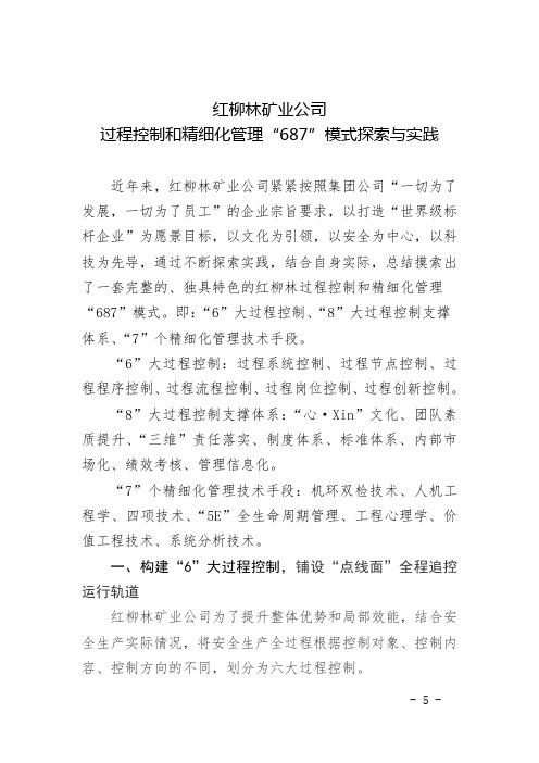 红柳林矿业公司过程控制精细化管理模式探索与实践(最终定稿)..