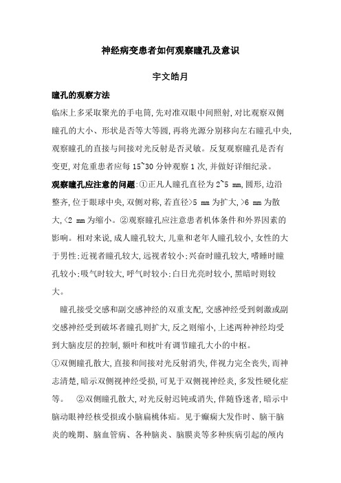 意识及瞳孔的观察