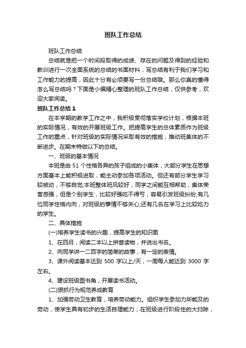 班队工作总结