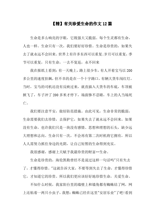 有关珍爱生命的作文12篇精选