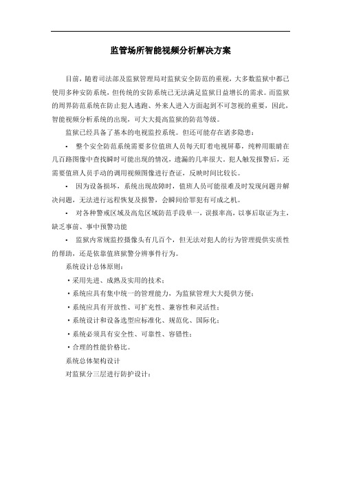 监管场所智能视频分析解决方案