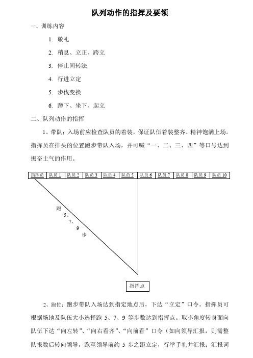 队列动作的指挥及要领