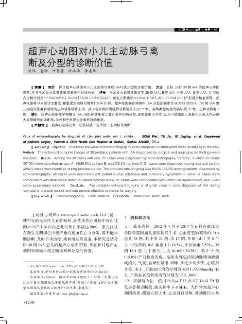 超声心动图对小儿主动脉弓离断及分型的诊断价值
