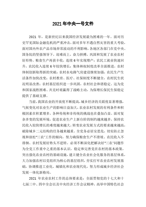 2021年中央一号文件