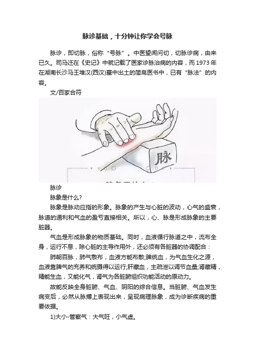 脉诊基础，十分钟让你学会号脉