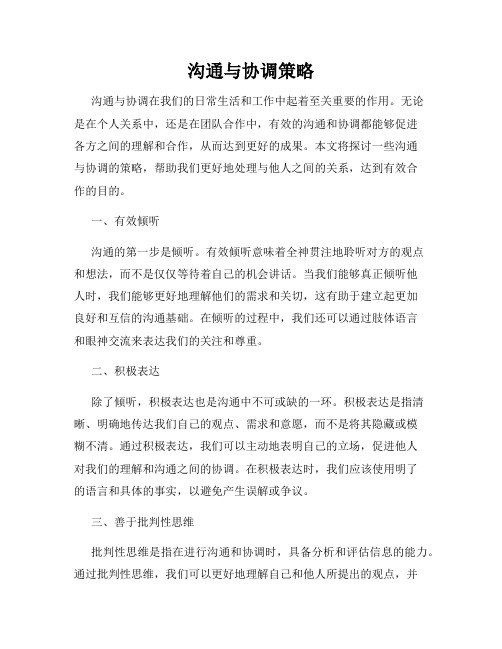 沟通与协调策略