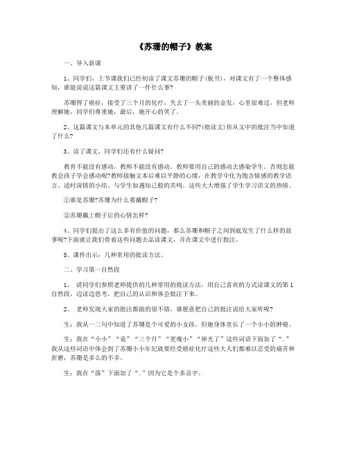 《苏珊的帽子》教案