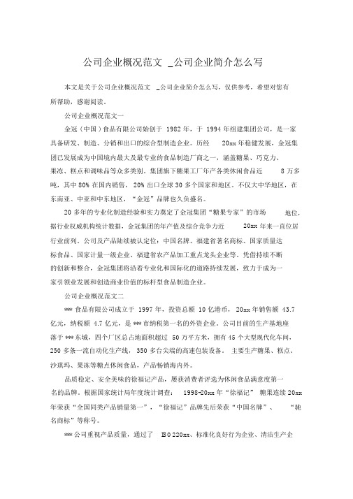 公司企业概况范文