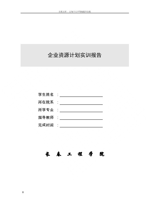 企业资源计划实训报告