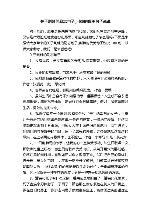 关于荆棘的励志句子_荆棘的优美句子说说