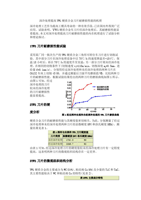 深冷处理提高YW硬质合金刀片耐磨损性能的机理