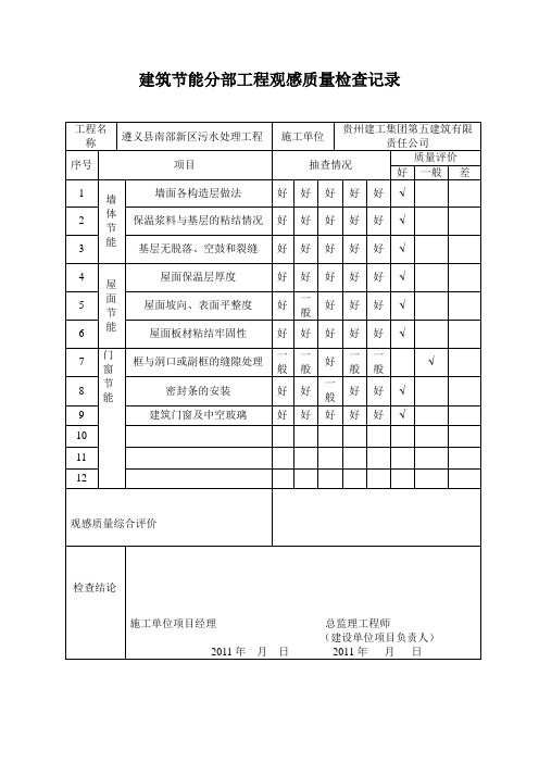 建筑节能分部工程观感质量检查记录
