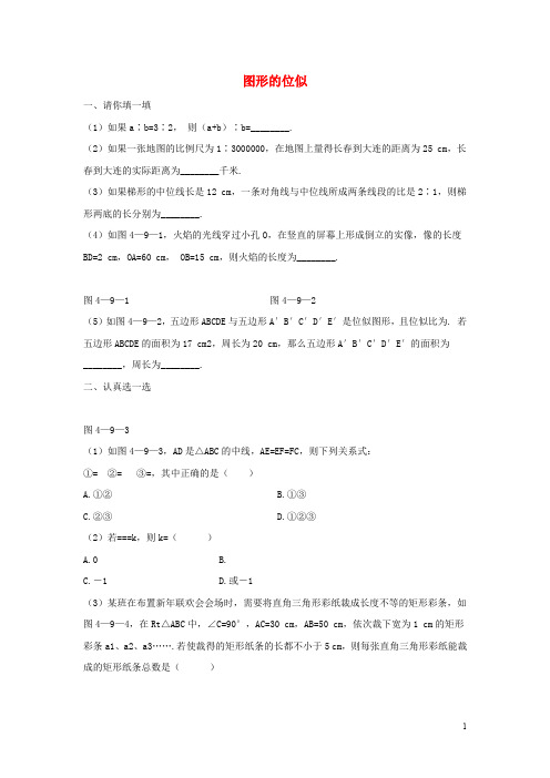 九年级数学上册第1章图形的相似1.4图形的位似基础练习青岛版