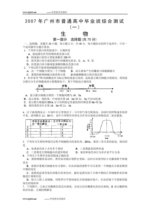 2007年广州市普通高中毕业班综合测试(一)