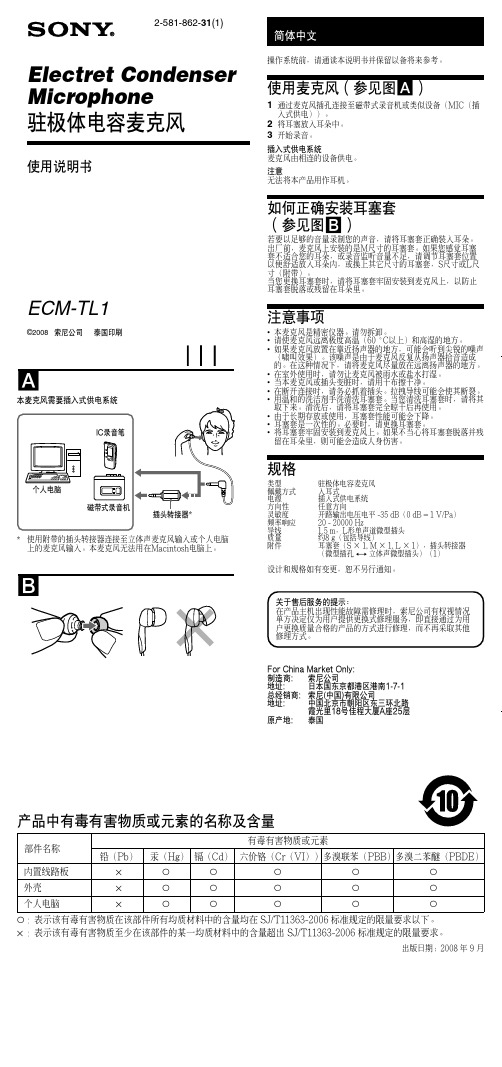 ElectretCondenserMicrophone驻极体电容麦克风-SonyAsiaPacific