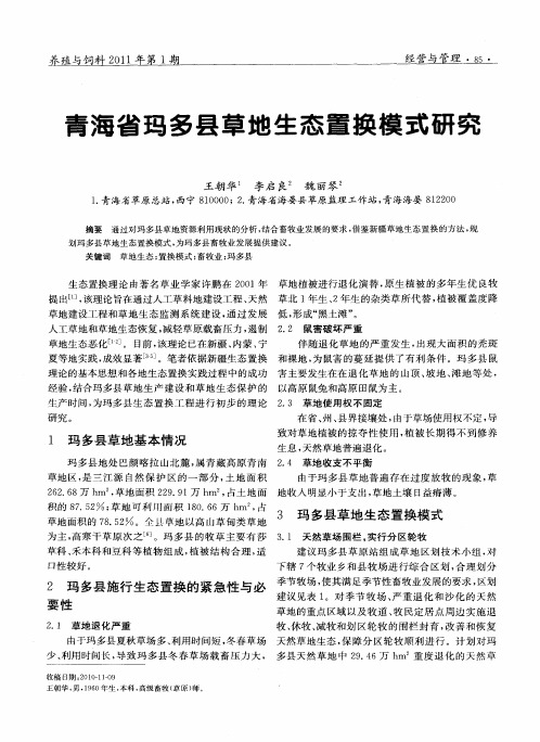 青海省玛多县草地生态置换模式研究