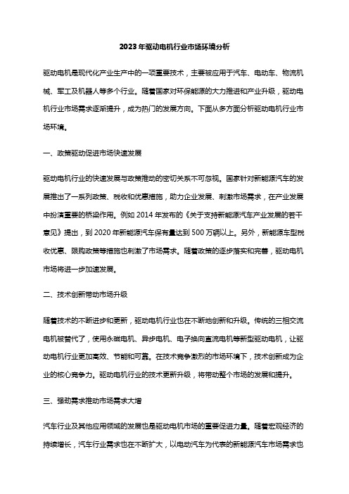 2023年驱动电机行业市场环境分析