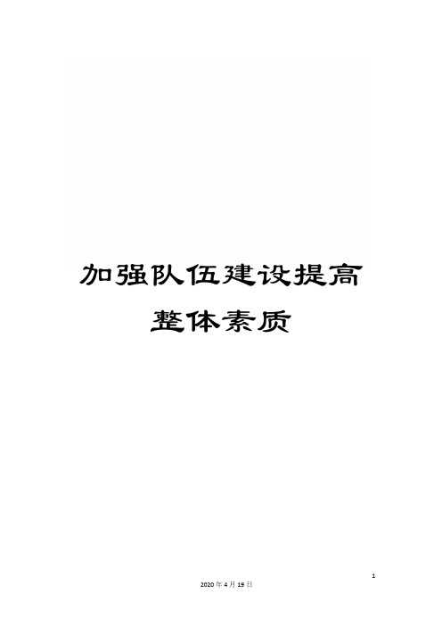 加强队伍建设提高整体素质