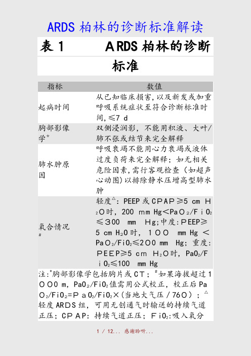 最新ARDS柏林的诊断标准解读(精品收藏)