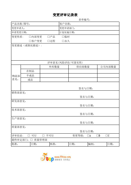 变更评审记录表