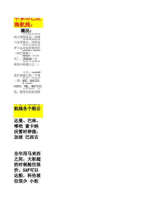 中东印巴红海航线市场分析