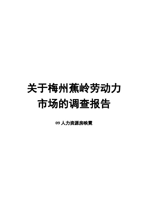 梅州蕉岭当地劳动力市场调查报告