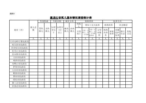 黑龙江省孤残儿童调查统计表