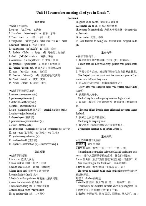 人教英语九年级全一册Unit 14晨读本