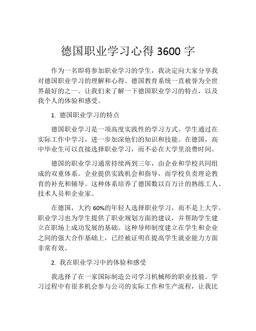 德国职业学习心得3600字