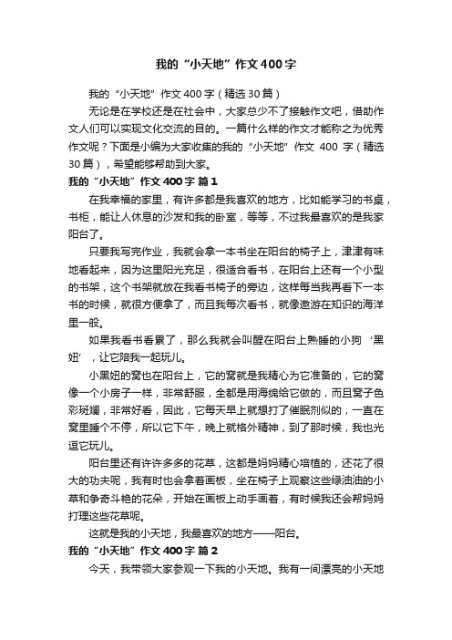 我的“小天地”作文400字（精选30篇）