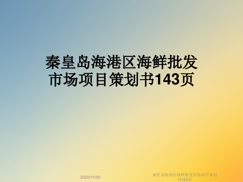 秦皇岛海港区海鲜批发市场项目策划书143页