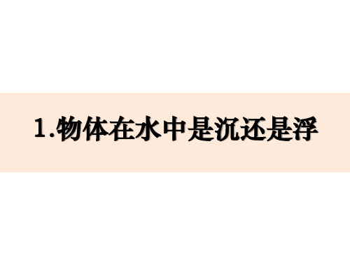五年级下册科学课件-1.1物体在水中是沉还是浮教科版PPT
