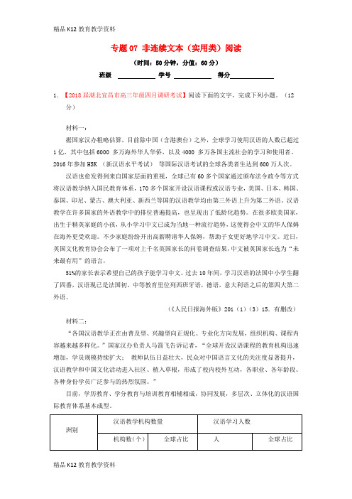 【配套K12】[学习]2018年高考语文三轮冲刺 专题07 非连续文本(实用类)阅读(测)(含解析)