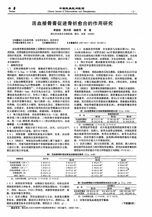 活血接骨膏促进骨折愈合的作用研究
