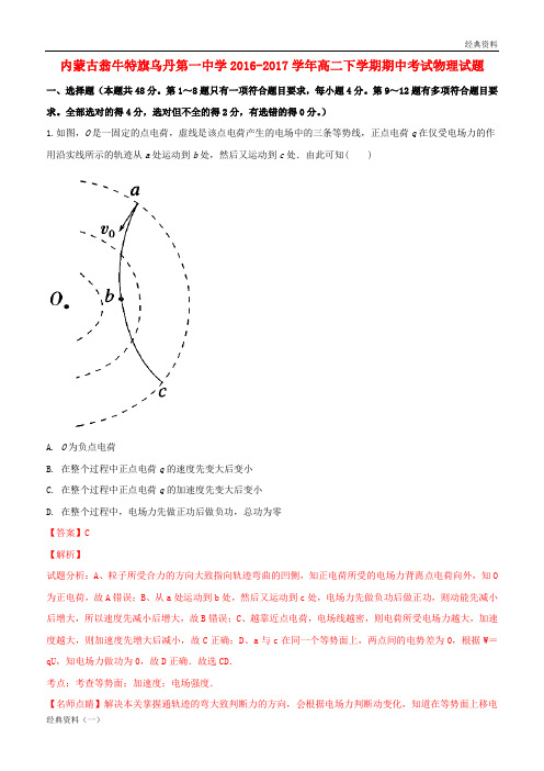 精版2016-2017学精版2019年高二物理下学期期中试题(含解析)