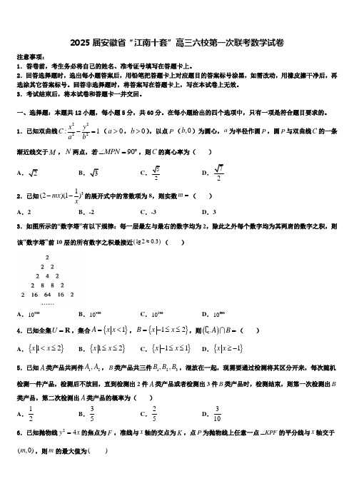 2025届安徽省“江南十套”高三六校第一次联考数学试卷含解析