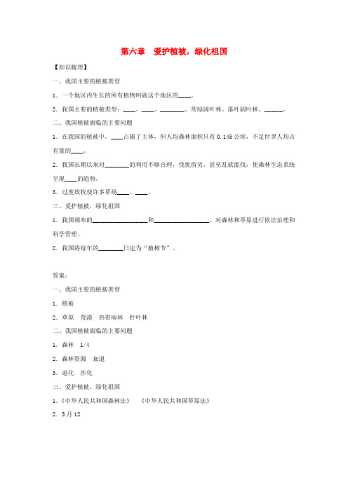 七年级生物上册 3.6爱护植被,绿化祖国练习 (新版)新人教版