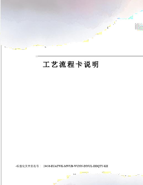 工艺流程卡说明