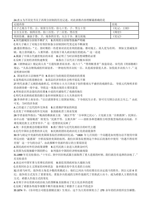 2019哈三中一模历史试卷及答案