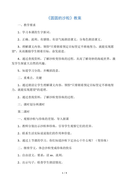 《圆圆的沙粒》教案_教案教学设计
