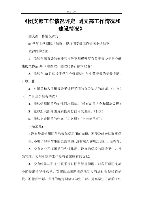 《团支部工作情况评定 团支部工作情况和建设情况》