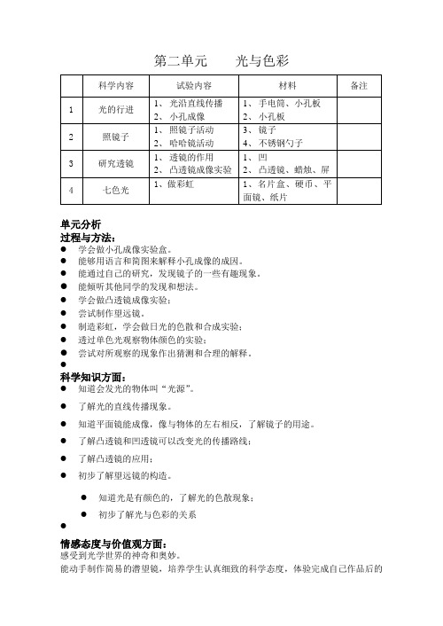 第二单元《光与色彩》教案